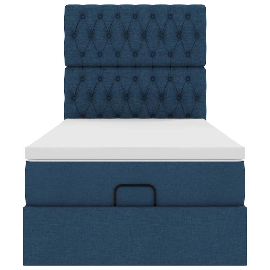 Ottoman-Bett mit Matratze Blau 90x190 cm Stoff