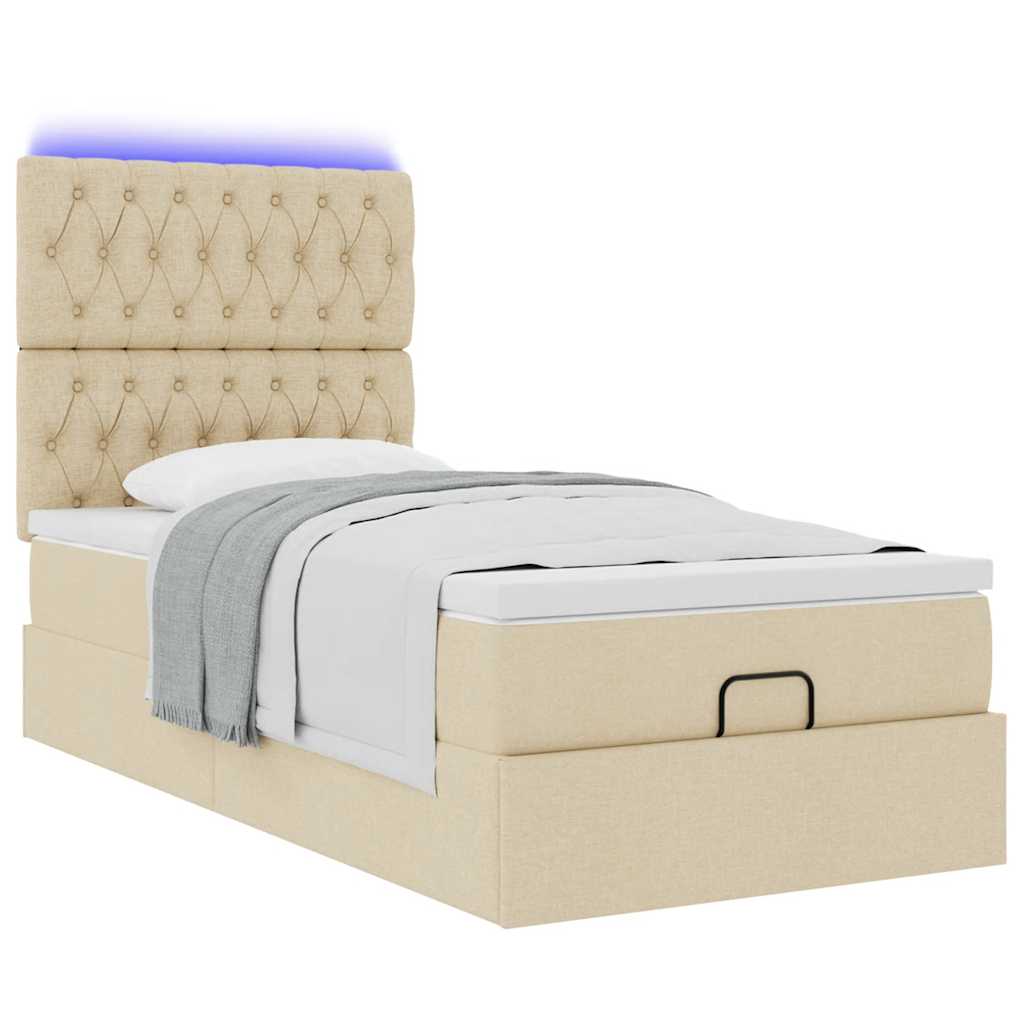 Ottoman-Bett mit Matratze Creme 90x200 cm Stoff