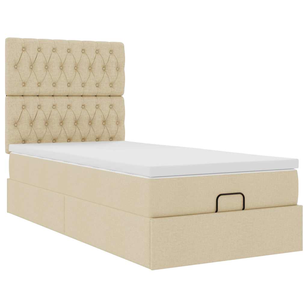 Ottoman-Bett mit Matratze Creme 90x200 cm Stoff