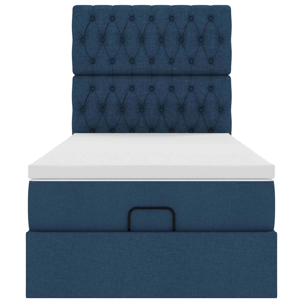 Ottoman-Bett mit Matratze Blau 90x200 cm Stoff