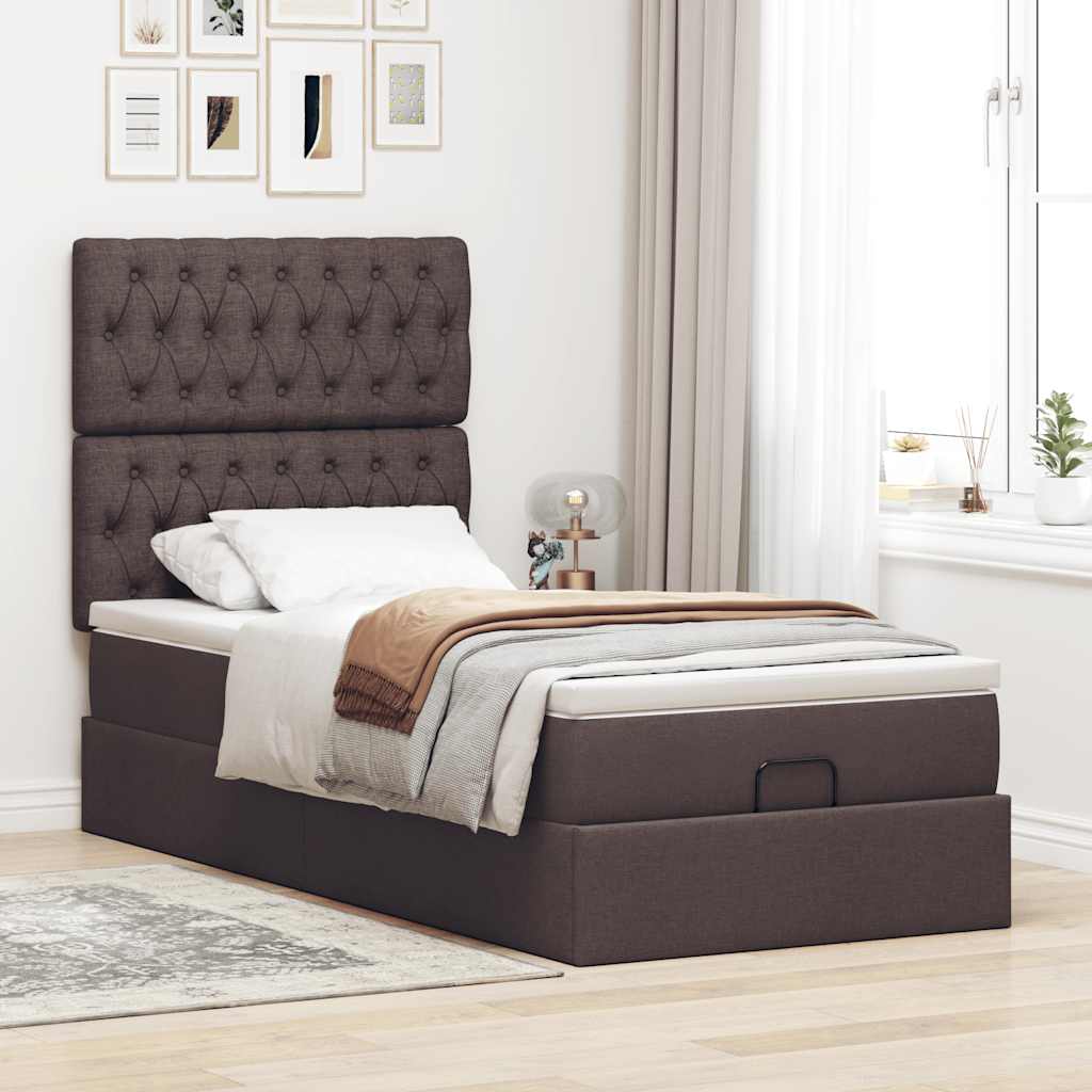 Ottoman-Bett mit Matratze Dunkelbraun 100x200 cm Stoff