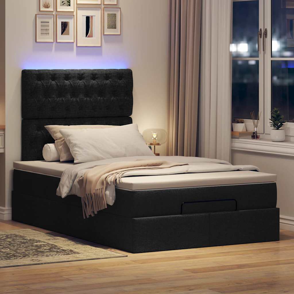 Ottoman-Bett mit Matratze Schwarz 120x190 cm Stoff