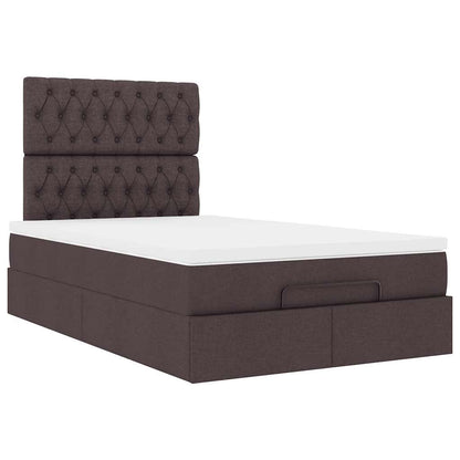 Ottoman-Bett mit Matratze & LEDs Dunkelbraun 120x190 cm Stoff