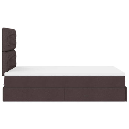 Ottoman-Bett mit Matratze & LEDs Dunkelbraun 120x190 cm Stoff