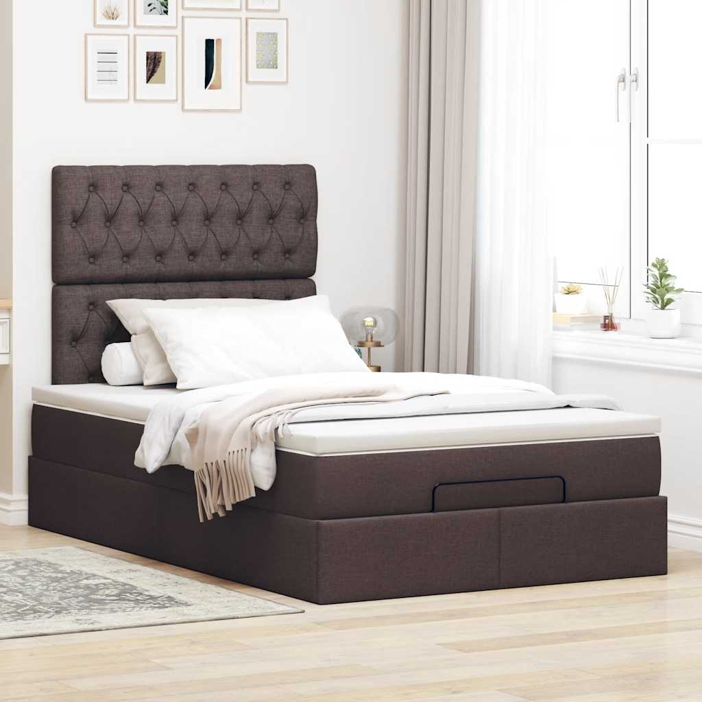 Ottoman-Bett mit Matratze Dunkelbraun 120x200 cm Stoff