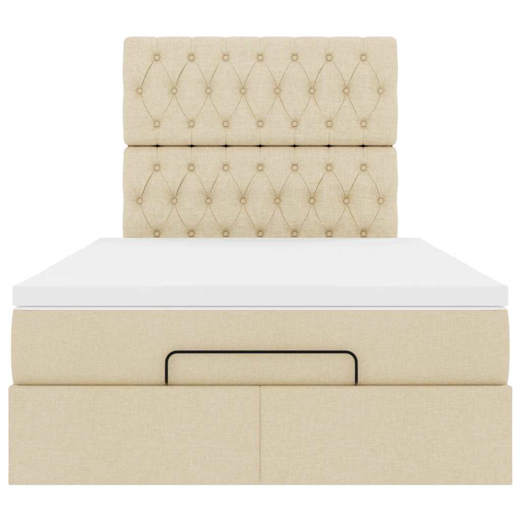 Ottoman-Bett mit Matratze Creme 120x200 cm Stoff