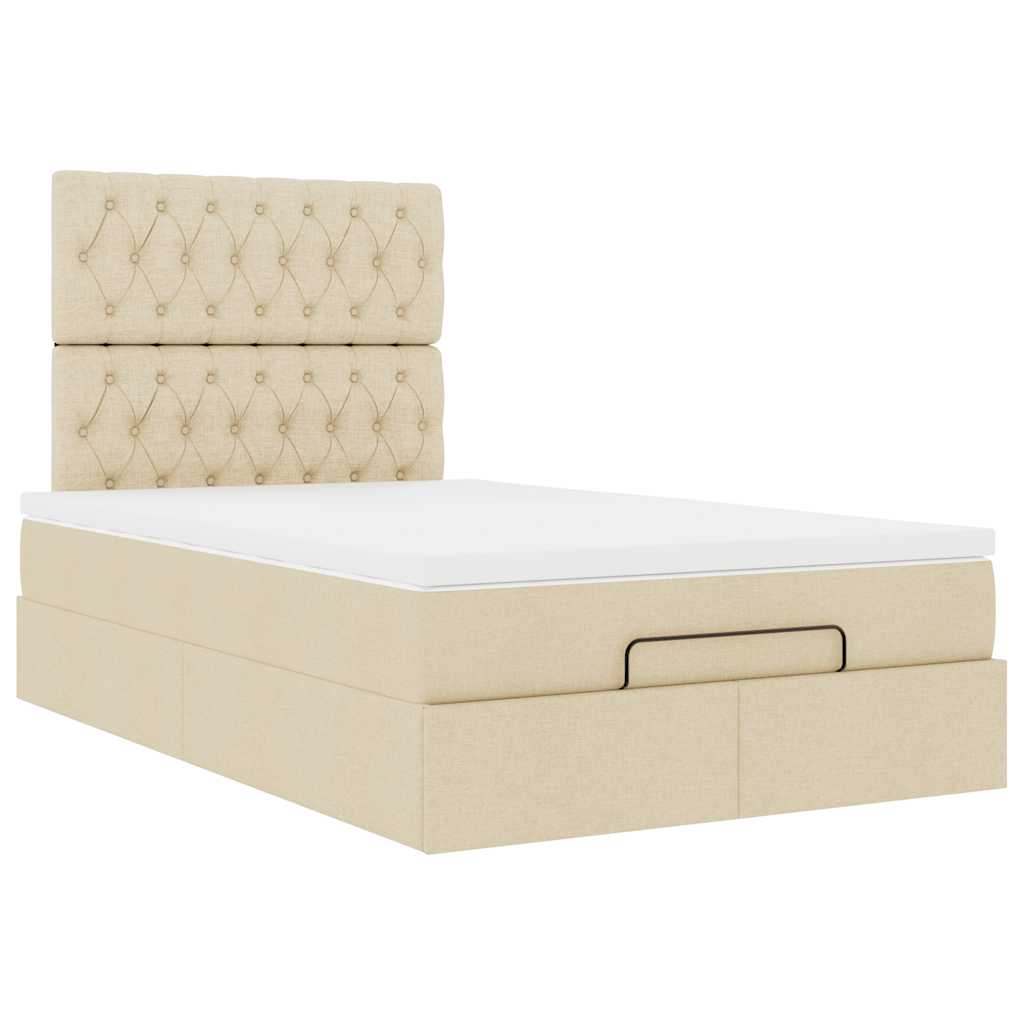 Ottoman-Bett mit Matratze Creme 120x200 cm Stoff