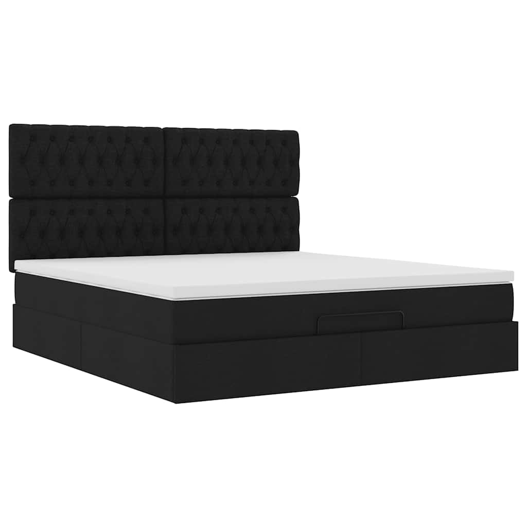 Ottoman-Bett mit Matratze Schwarz 160x200 cm Stoff