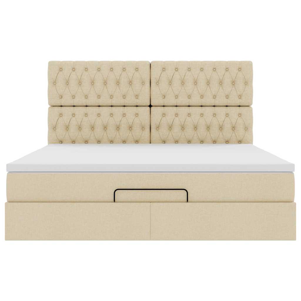 Ottoman-Bett mit Matratze Creme 160x200 cm Stoff