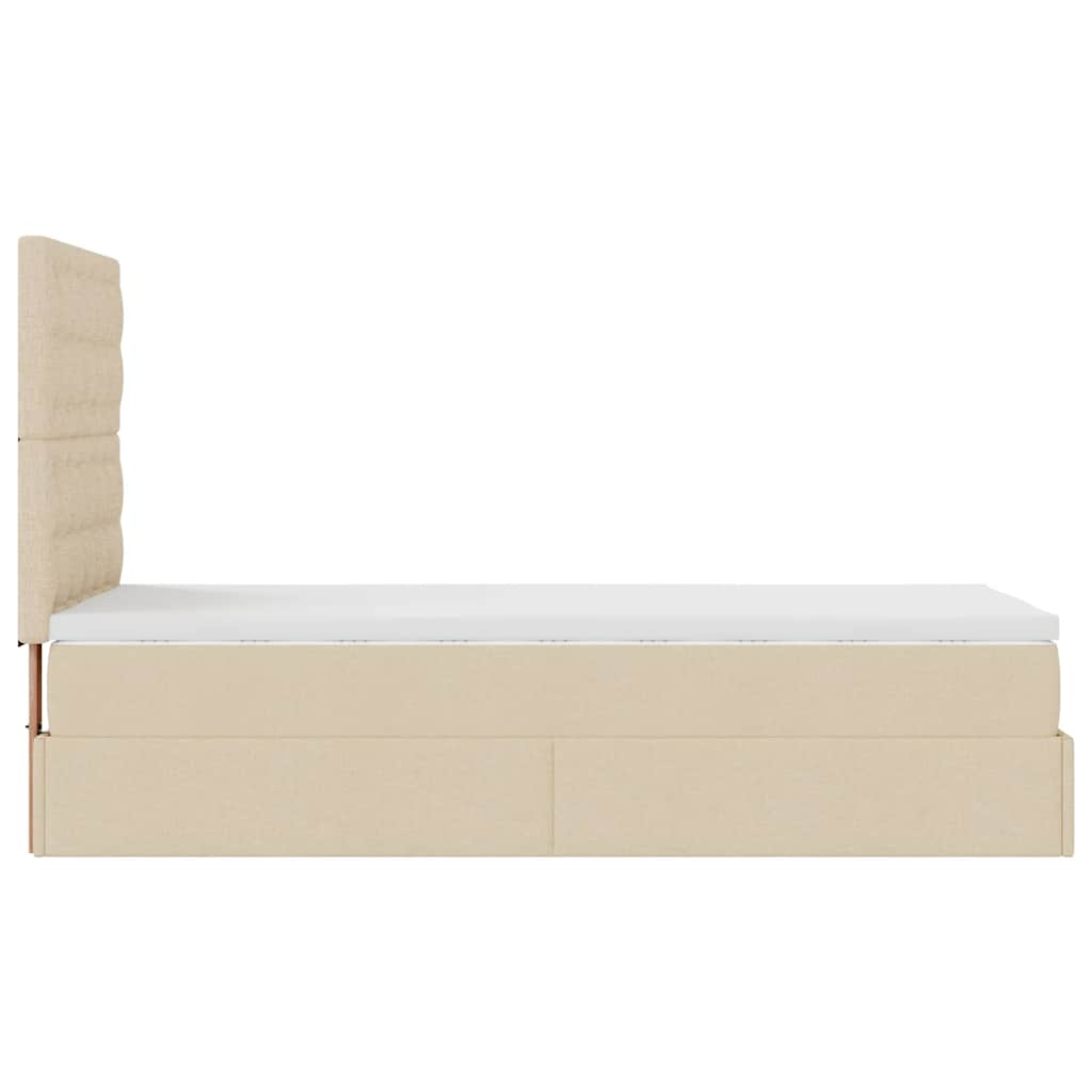 Ottoman-Bett mit Matratze Creme 90x190 cm Stoff