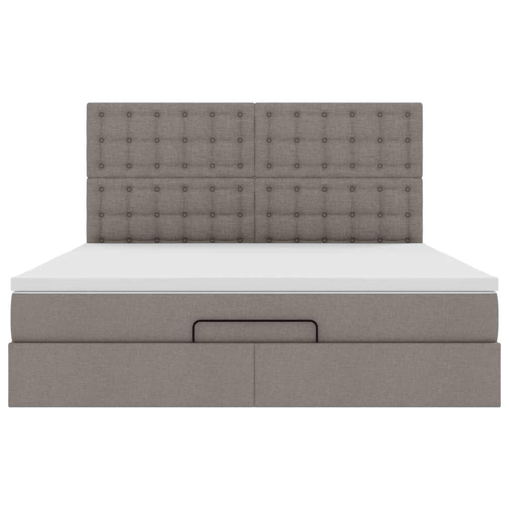 Ottoman-Bett mit Matratze Taupe 160x200 cm Stoff