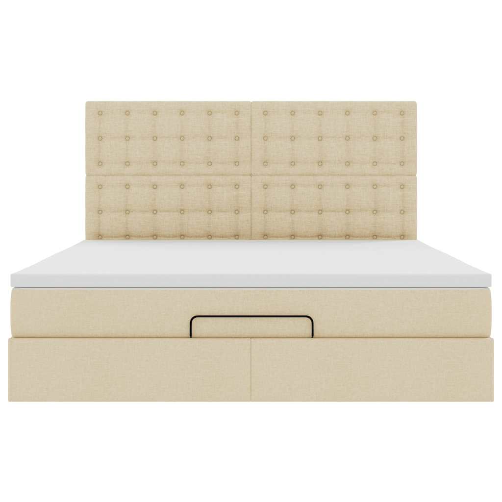 Ottoman-Bett mit Matratze Creme 160x200 cm Stoff