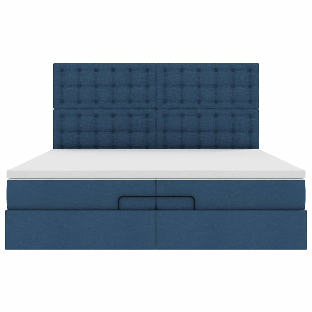 Ottoman-Bett mit Matratzen Blau 200x200 cm Stoff