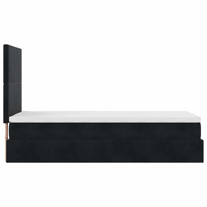 Ottoman-Bett mit Matratzen & LEDs Schwarz 90x200 cm Samt