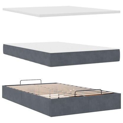 Ottoman-Bett mit Matratzen & LEDs Dunkelgrau 120x190 cm Samt