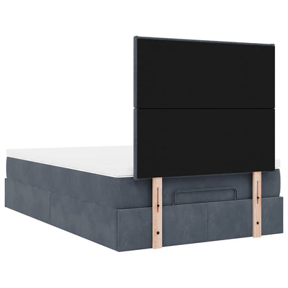 Ottoman-Bett mit Matratzen & LEDs Dunkelgrau 120x190 cm Samt