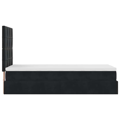 Ottoman-Bett mit Matratzen & LEDs Schwarz 90x200 cm Samt