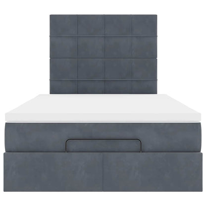 Ottoman-Bett mit Matratzen & LEDs Dunkelgrau 120x190 cm Samt