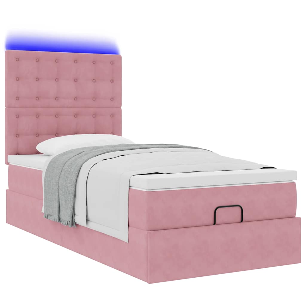 Ottoman-Bett mit Matratzen Rosa 90x200 cm Samt