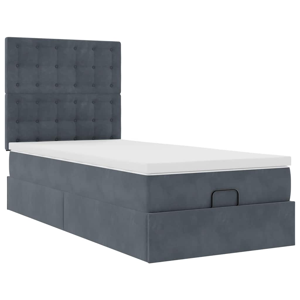 Ottoman-Bett mit Matratzen Dunkelgrau 100x200 cm Samt