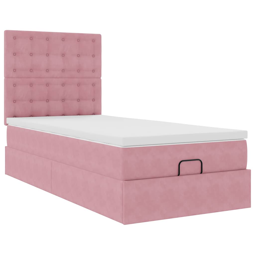 Ottoman-Bett mit Matratzen Rosa 100x200 cm Samt