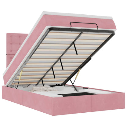 Ottoman-Bett mit Matratzen & LEDs Rosa 120x190 cm Samt