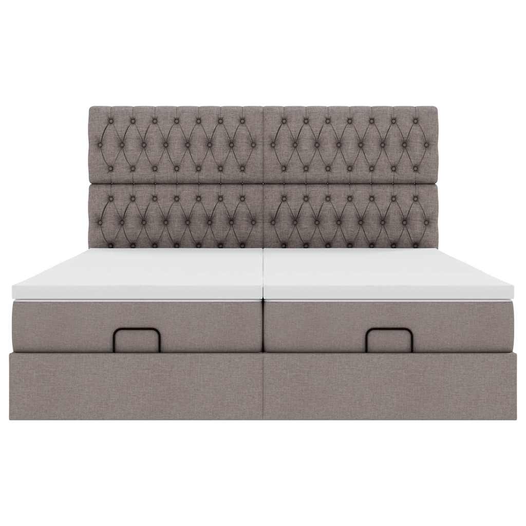 Ottoman-Bett mit Matratzen Taupe 180x200 cm Stoff