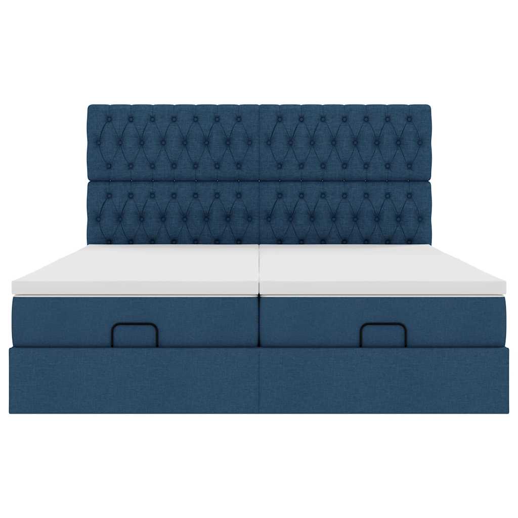 Ottoman-Bett mit Matratzen Blau 180x200 cm Stoff