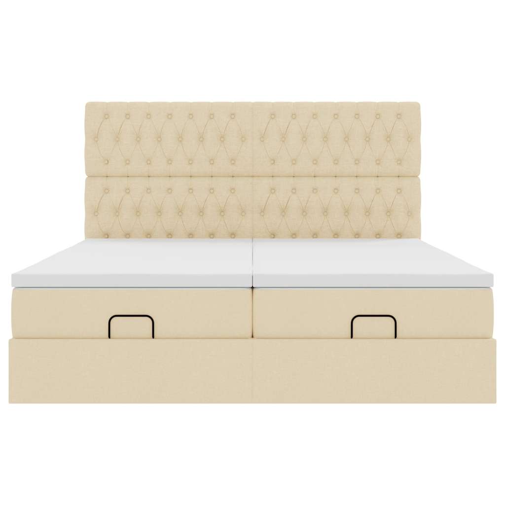 Ottoman-Bett mit Matratzen Creme 200x200 cm Stoff