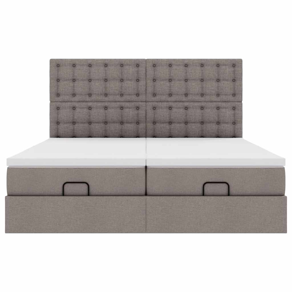 Ottoman-Bett mit Matratzen Taupe 180x200 cm Stoff