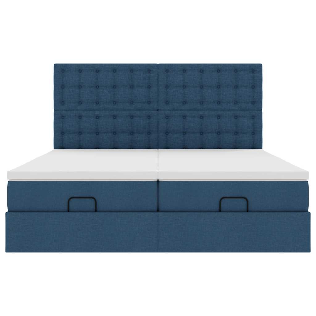 Ottoman-Bett mit Matratzen Blau 180x200 cm Stoff