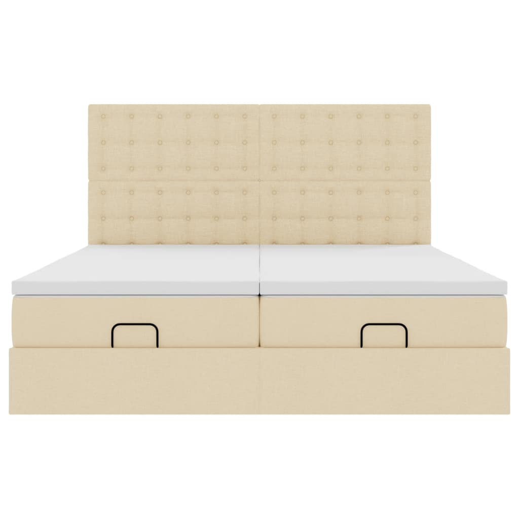 Ottoman-Bett mit Matratzen Creme 200x200 cm Stoff