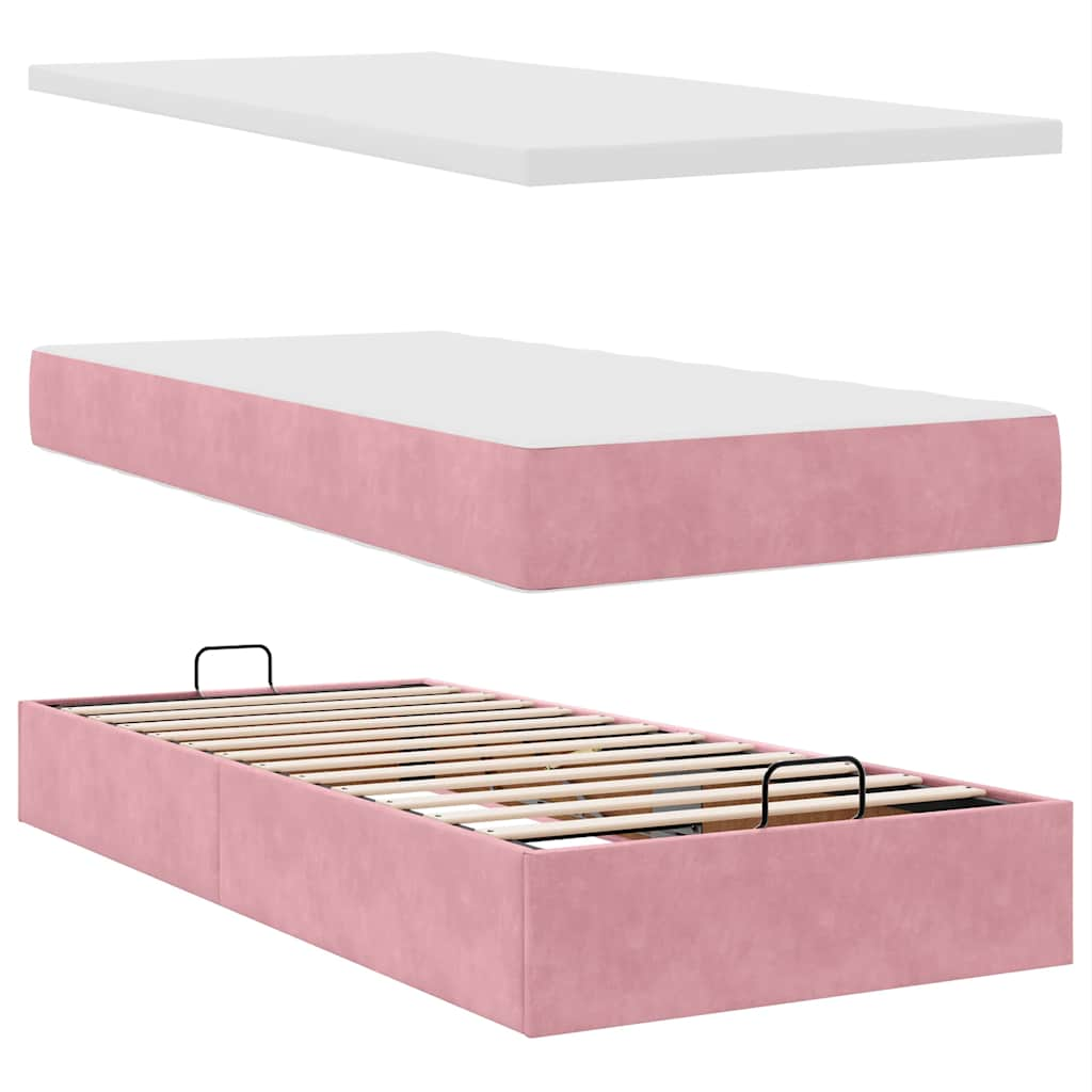 Ottoman-Bett mit Matratzen Rosa 160x200 cm Samt