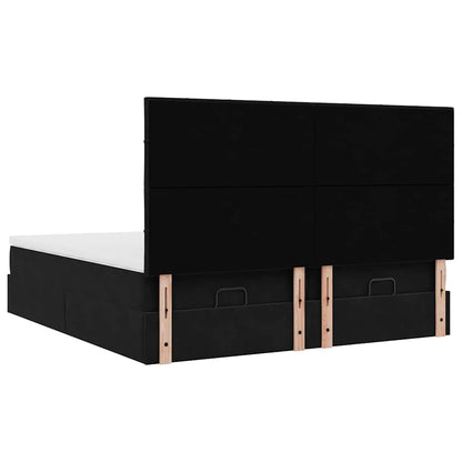 Ottoman-Bett mit Matratzen & LEDs Schwarz 180x200 cm Samt