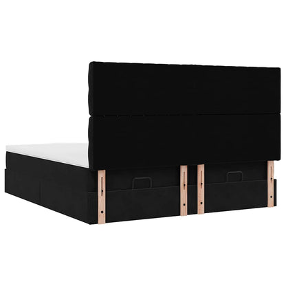 Ottoman-Bett mit Matratzen & LEDs Schwarz 180x200 cm Samt