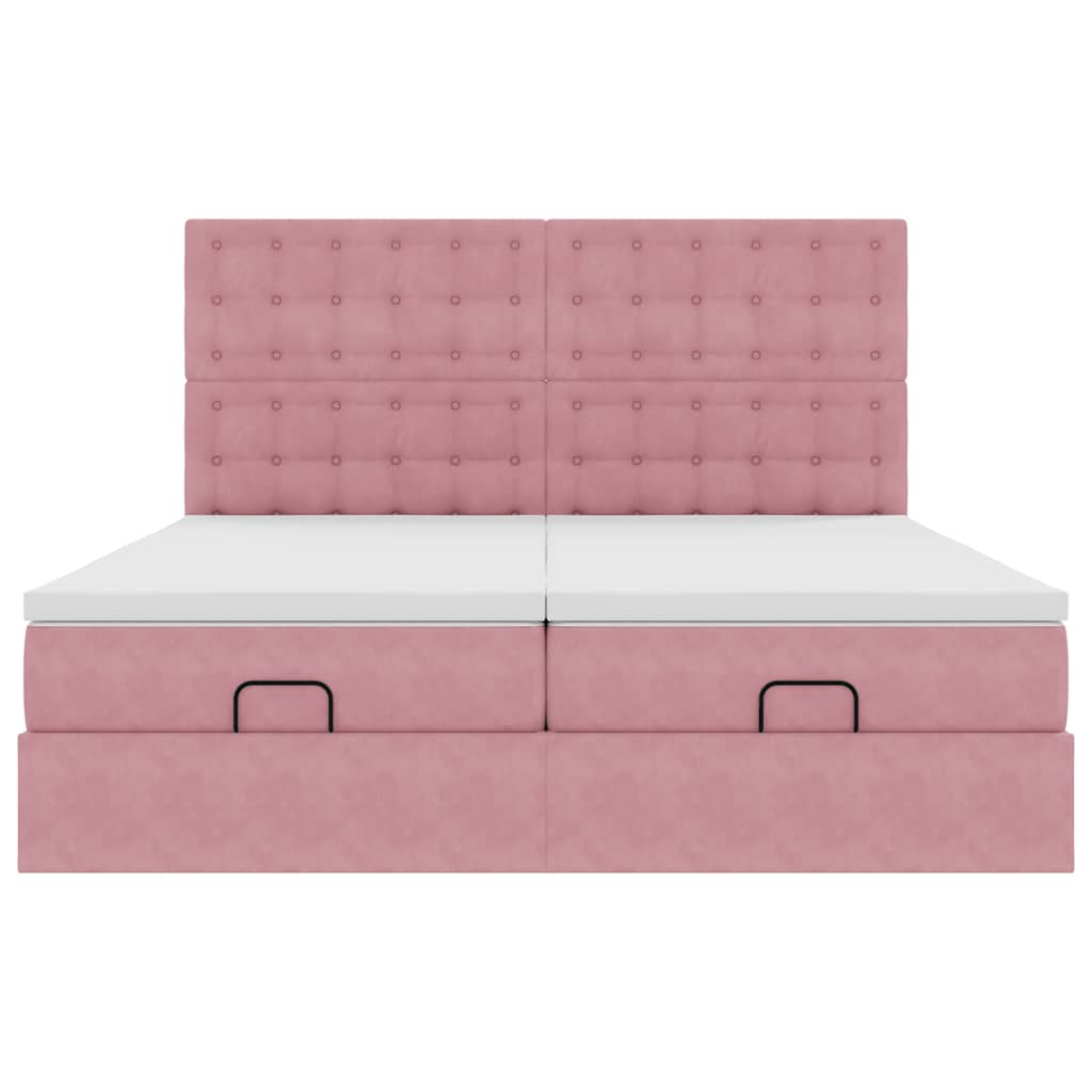 Ottoman-Bett mit Matratzen Rosa 200x200 cm Samt