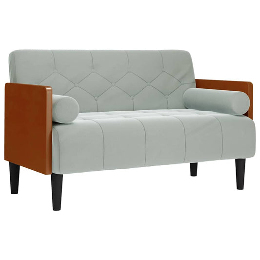 Zweisitzer-Sofa mit Nackenrollen Hellgrau 110 cm Samt