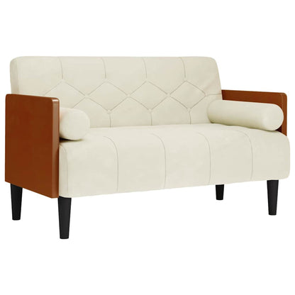 Zweisitzer-Sofa mit Nackenrollen Creme 110 cm Samt