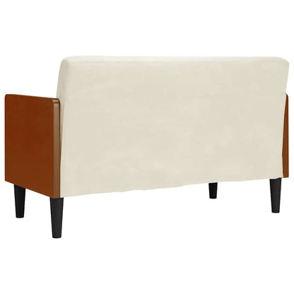 Zweisitzer-Sofa mit Nackenrollen Creme 110 cm Samt