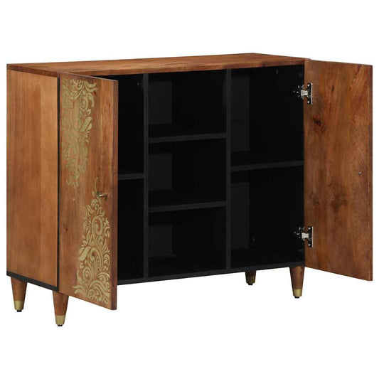 Sideboard mit Regal Braun 90 x 33.5 x 75 cm Massivholz Mango