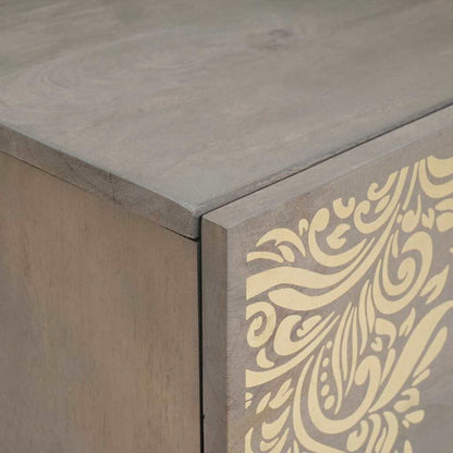 Nachttisch Grau 40 x 33 x 46 cm massives Mangoholz