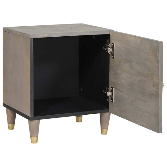 Nachttisch Grau 40 x 33 x 46 cm massives Mangoholz