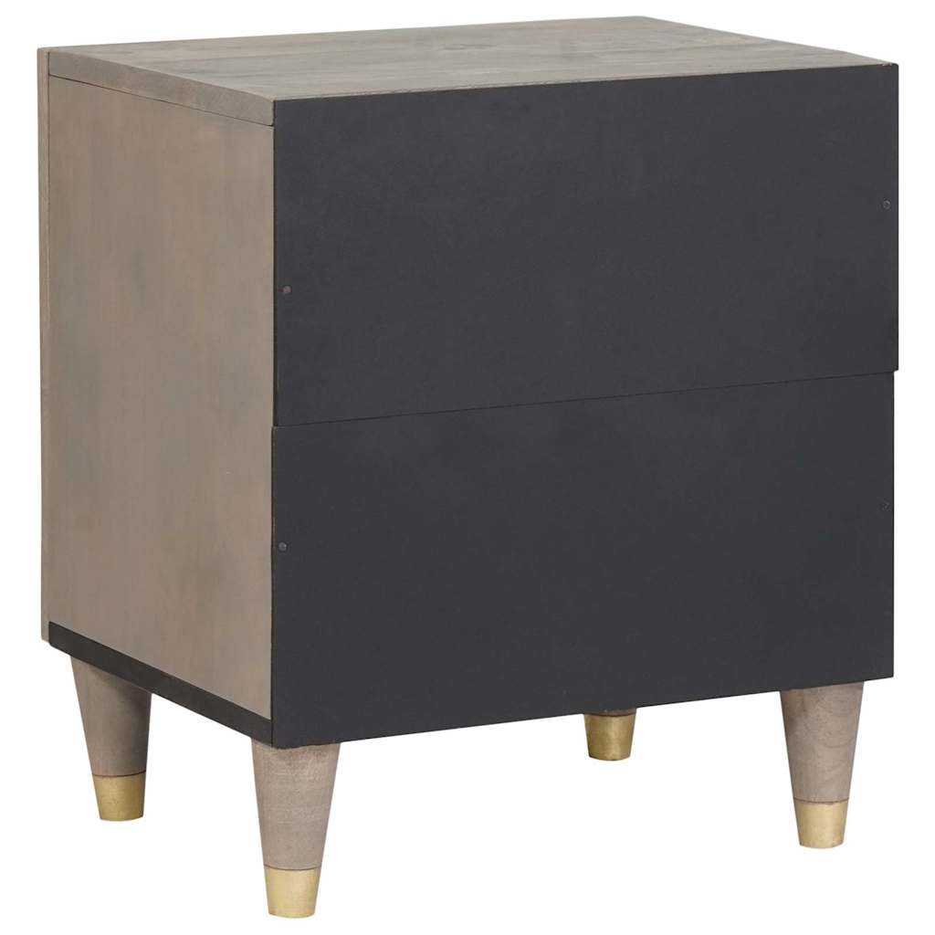 Nachttisch Grau 40 x 33 x 46 cm massives Mangoholz