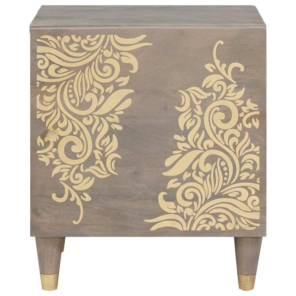 Nachttisch Grau 40 x 33 x 46 cm massives Mangoholz