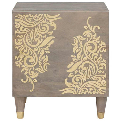 Nachttisch Grau 40 x 33 x 46 cm massives Mangoholz