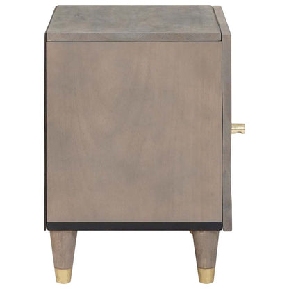 Nachttisch Grau 40 x 33 x 46 cm massives Mangoholz