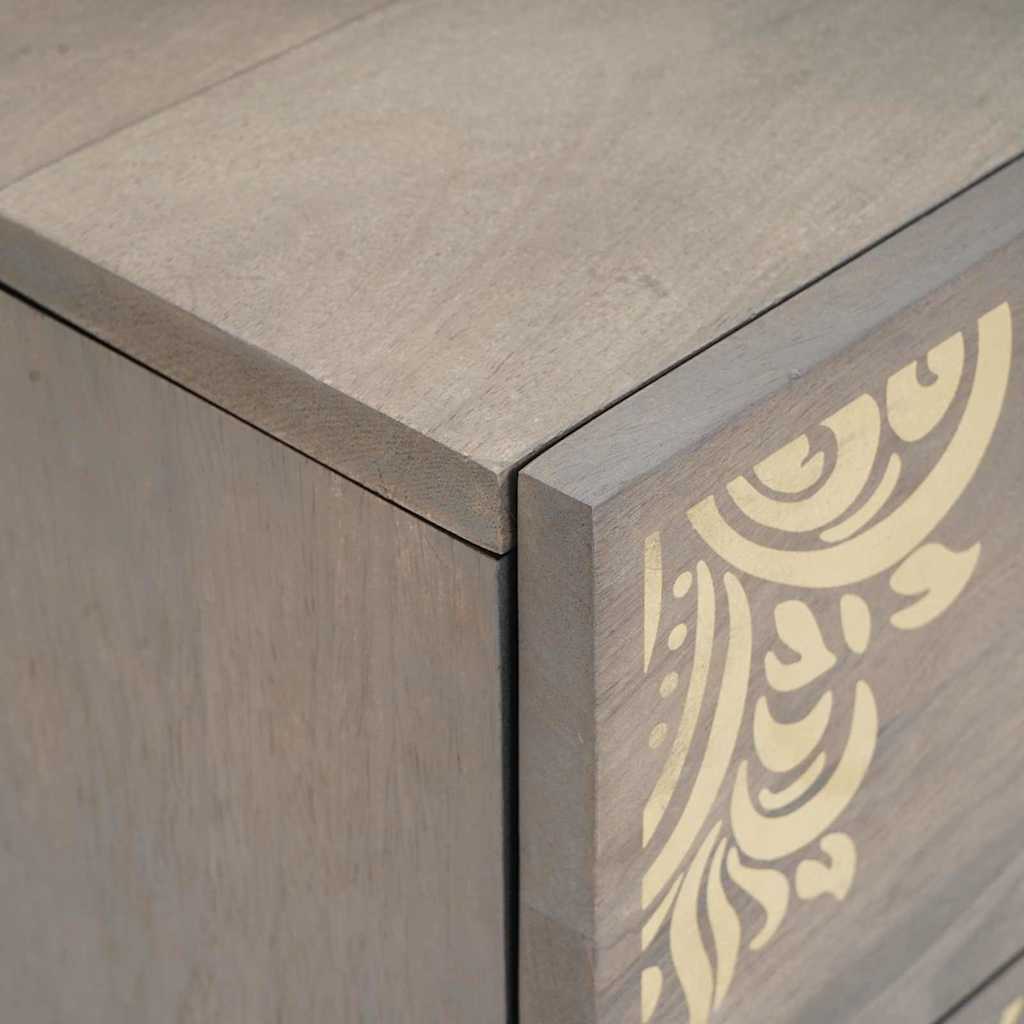 Nachttisch 2 pcs Grau 40 x 33 x 46 cm massives Mangoholz