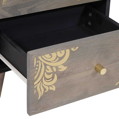 Nachttisch 2 pcs Grau 40 x 33 x 46 cm massives Mangoholz