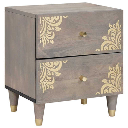 Nachttisch 2 pcs Grau 40 x 33 x 46 cm massives Mangoholz
