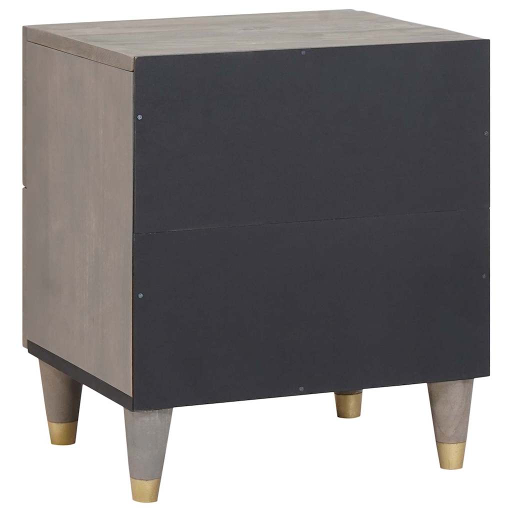 Nachttisch 2 pcs Grau 40 x 33 x 46 cm massives Mangoholz